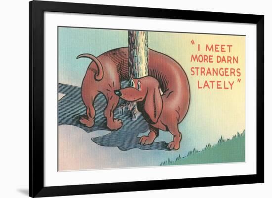 Dachshund Sniffing Own Butt, Cartoon-null-Framed Premium Giclee Print