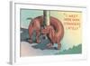 Dachshund Sniffing Own Butt, Cartoon-null-Framed Art Print