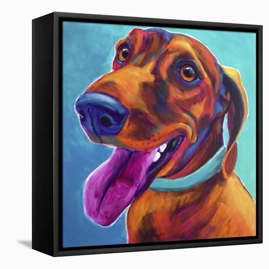 Dachshund - Turquoise-Dawgart-Framed Stretched Canvas