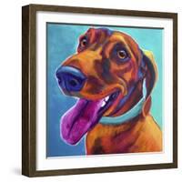 Dachshund - Turquoise-Dawgart-Framed Giclee Print