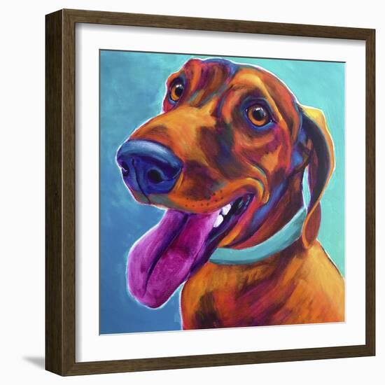 Dachshund - Turquoise-Dawgart-Framed Giclee Print