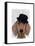 Dachshund with Black Bowler Hat-Fab Funky-Framed Stretched Canvas