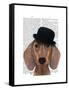 Dachshund with Black Bowler Hat-Fab Funky-Framed Stretched Canvas