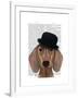 Dachshund with Black Bowler Hat-Fab Funky-Framed Art Print