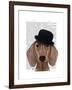 Dachshund with Black Bowler Hat-Fab Funky-Framed Art Print