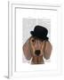 Dachshund with Black Bowler Hat-Fab Funky-Framed Art Print