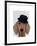 Dachshund with Black Bowler Hat-Fab Funky-Framed Art Print