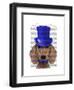 Dachshund with Blue Top Hat and Blue Moustache-Fab Funky-Framed Art Print