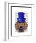 Dachshund with Blue Top Hat and Blue Moustache-Fab Funky-Framed Art Print