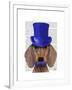 Dachshund with Blue Top Hat and Blue Moustache-Fab Funky-Framed Art Print