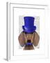 Dachshund with Blue Top Hat and Blue Moustache-Fab Funky-Framed Art Print