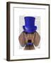 Dachshund with Blue Top Hat and Blue Moustache-Fab Funky-Framed Art Print