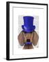 Dachshund with Blue Top Hat and Blue Moustache-Fab Funky-Framed Art Print