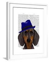 Dachshund with Blue Trilby-Fab Funky-Framed Art Print