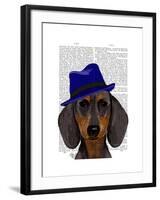 Dachshund with Blue Trilby-Fab Funky-Framed Art Print