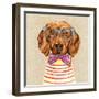 Dachshund with Fashion Glasses-Jin Jing-Framed Art Print