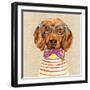 Dachshund with Fashion Glasses-Jin Jing-Framed Art Print