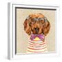 Dachshund with Fashion Glasses-Jin Jing-Framed Art Print