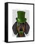 Dachshund with Green Top Hat Black Tan-Fab Funky-Framed Stretched Canvas