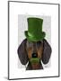 Dachshund with Green Top Hat Black Tan-Fab Funky-Mounted Art Print