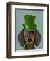 Dachshund with Green Top Hat Black Tan-Fab Funky-Framed Art Print