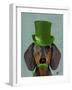 Dachshund with Green Top Hat Black Tan-Fab Funky-Framed Art Print