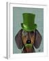 Dachshund with Green Top Hat Black Tan-Fab Funky-Framed Art Print