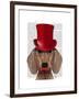 Dachshund with Red Top Hat and Moustache-Fab Funky-Framed Art Print