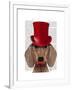 Dachshund with Red Top Hat and Moustache-Fab Funky-Framed Art Print