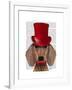 Dachshund with Red Top Hat and Moustache-Fab Funky-Framed Art Print