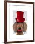 Dachshund with Red Top Hat and Moustache-Fab Funky-Framed Art Print