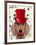 Dachshund with Red Top Hat-Fab Funky-Framed Art Print