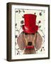 Dachshund with Red Top Hat-Fab Funky-Framed Art Print