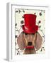 Dachshund with Red Top Hat-Fab Funky-Framed Art Print