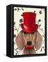 Dachshund with Red Top Hat-Fab Funky-Framed Stretched Canvas