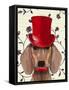 Dachshund with Red Top Hat-Fab Funky-Framed Stretched Canvas