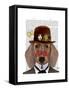 Dachshund with Steampunk Bowler Hat-Fab Funky-Framed Stretched Canvas