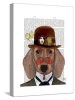 Dachshund with Steampunk Bowler Hat-Fab Funky-Stretched Canvas