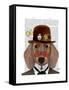 Dachshund with Steampunk Bowler Hat-Fab Funky-Framed Stretched Canvas