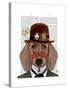 Dachshund with Steampunk Bowler Hat-Fab Funky-Stretched Canvas