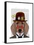 Dachshund with Steampunk Bowler Hat-Fab Funky-Framed Stretched Canvas