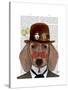 Dachshund with Steampunk Bowler Hat-Fab Funky-Stretched Canvas