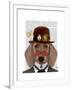 Dachshund with Steampunk Bowler Hat-Fab Funky-Framed Art Print