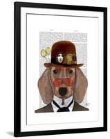 Dachshund with Steampunk Bowler Hat-Fab Funky-Framed Art Print