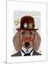 Dachshund with Steampunk Bowler Hat-Fab Funky-Mounted Art Print