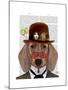 Dachshund with Steampunk Bowler Hat-Fab Funky-Mounted Art Print