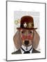 Dachshund with Steampunk Bowler Hat-Fab Funky-Mounted Art Print