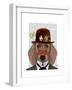 Dachshund with Steampunk Bowler Hat-Fab Funky-Framed Art Print