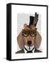 Dachshund with Top Hat and Goggles-Fab Funky-Framed Stretched Canvas