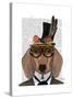 Dachshund with Top Hat and Goggles-Fab Funky-Stretched Canvas